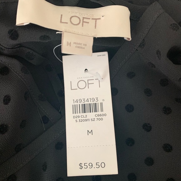 Loft Black Tired Front Blouse Size Medium NWT - Picture 3 of 6